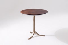Round Table, Reclaimed Hardwood, Sand Cast Brass Base by P. Tendercool