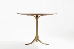 Round Table, Reclaimed Light Teak wood and Sand Cast Brass Base by P. Tendercool