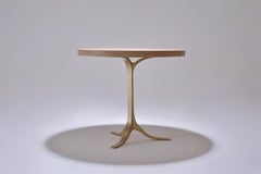 Round table, Reclaimed Wood, Sand Cast Brushed Brass Base, by P. Tendercool