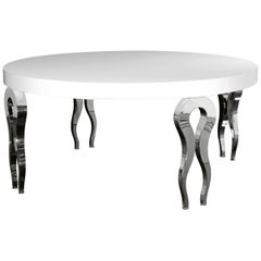 Silhouette de table ronde, bois et acier, Italie