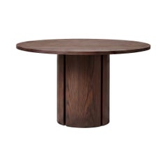 Round Table, Solid Warm Bro Oak, Handcrafted in Europe, Sculptural, Aperta Mokko