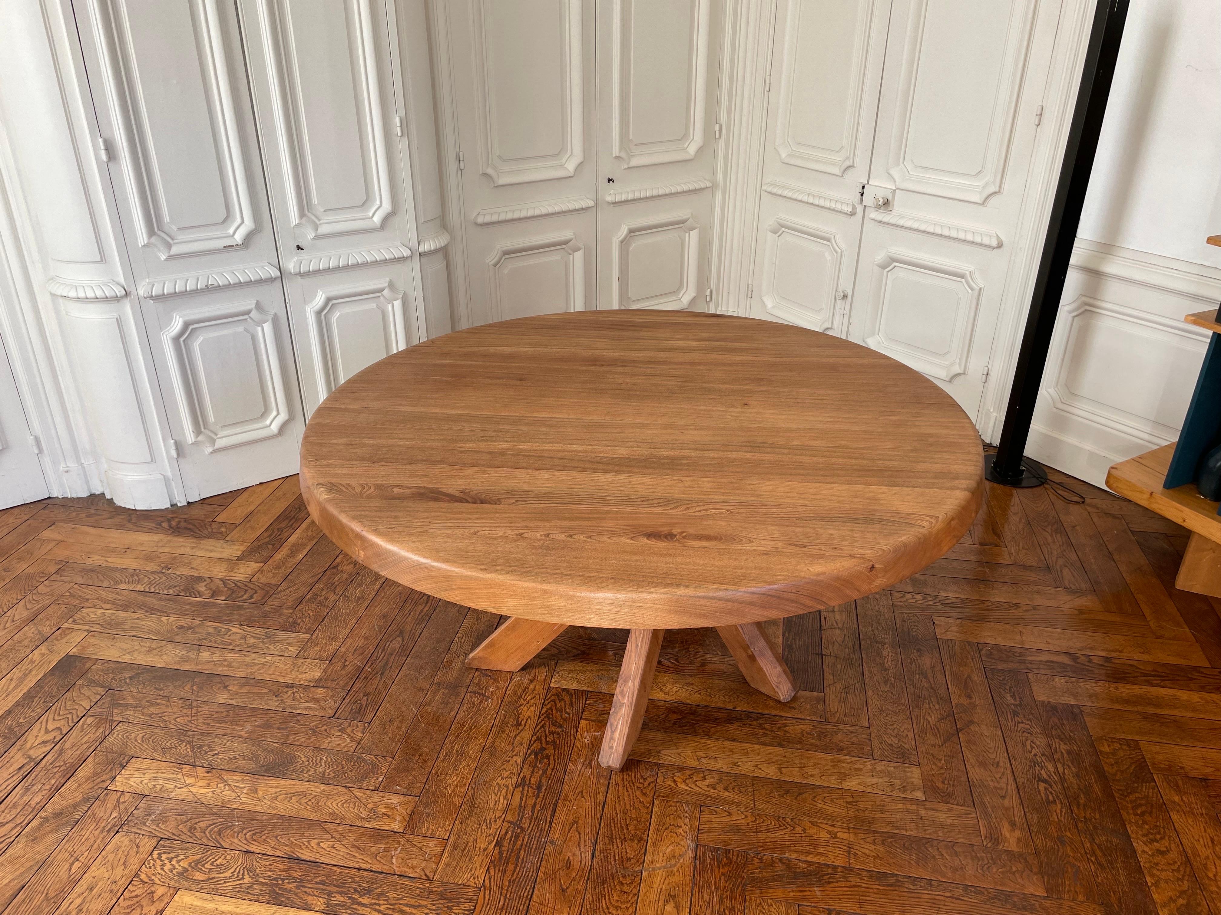 Round Table T 21 E Round SFAX Pierre CHAPO 1979 In French Elm.  For Sale 1