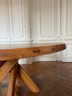 Round Table T21E by Pierre Chapo 1st Edition from 1970 in French Elm