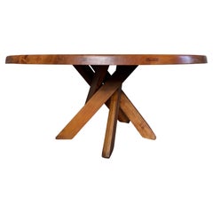 Round Table T21E by Pierre Chapo 1st Edition from 1970 in French Elm
