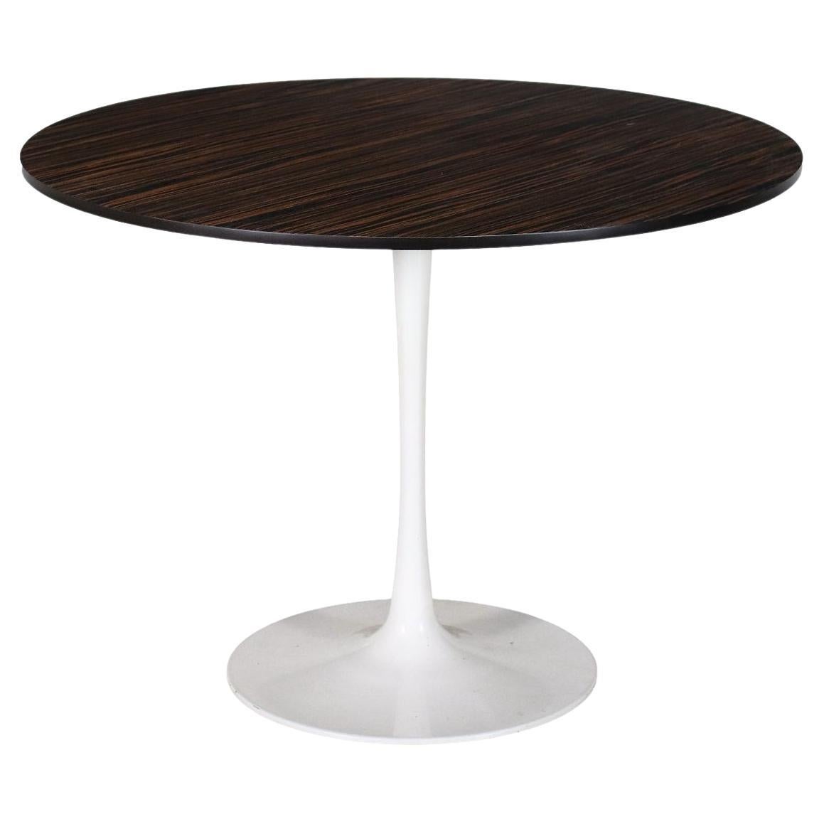 Round Table Tulip Style Lacquered Alluminium Rosewood Italy 1960-1970s For Sale