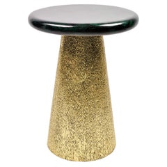 Round Table UFO Made of Green Shell and Marquetry with Gold Leaf by Ginger Brown