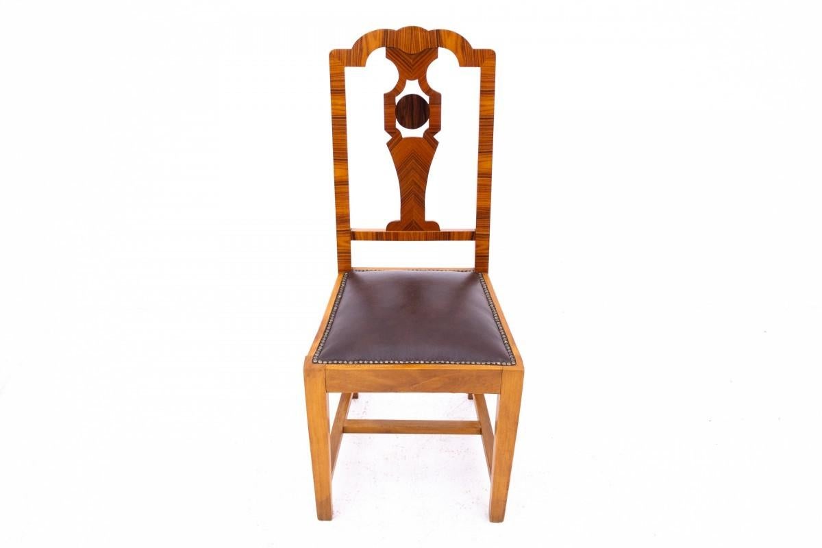 Polish Round table with chairs in Art Deco style, POLAND, 1940s. For Sale