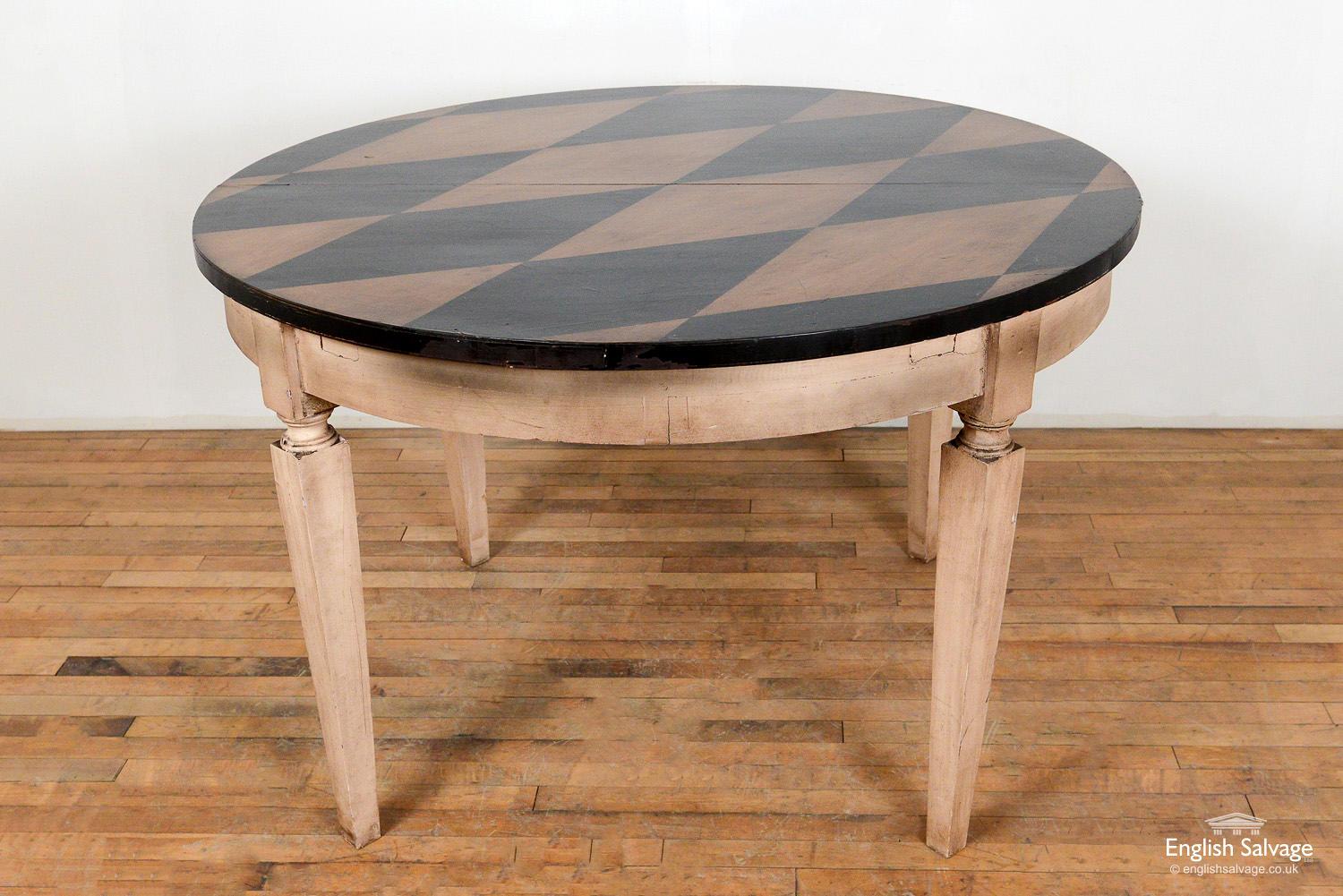 Round Table with Harlequin Painted Top, 20th Century In Good Condition For Sale In London, GB