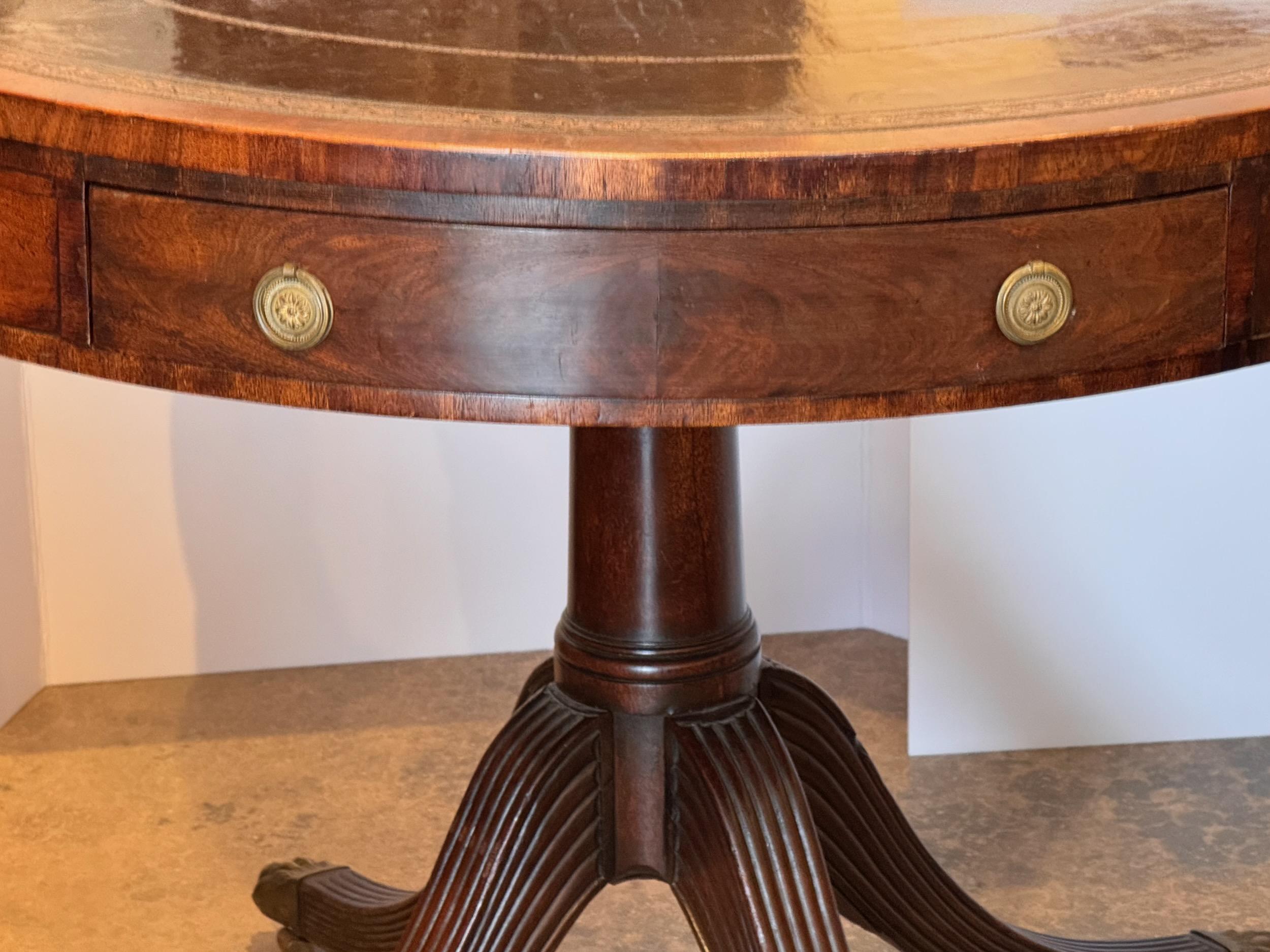 19th Century Round Table With Leather Top