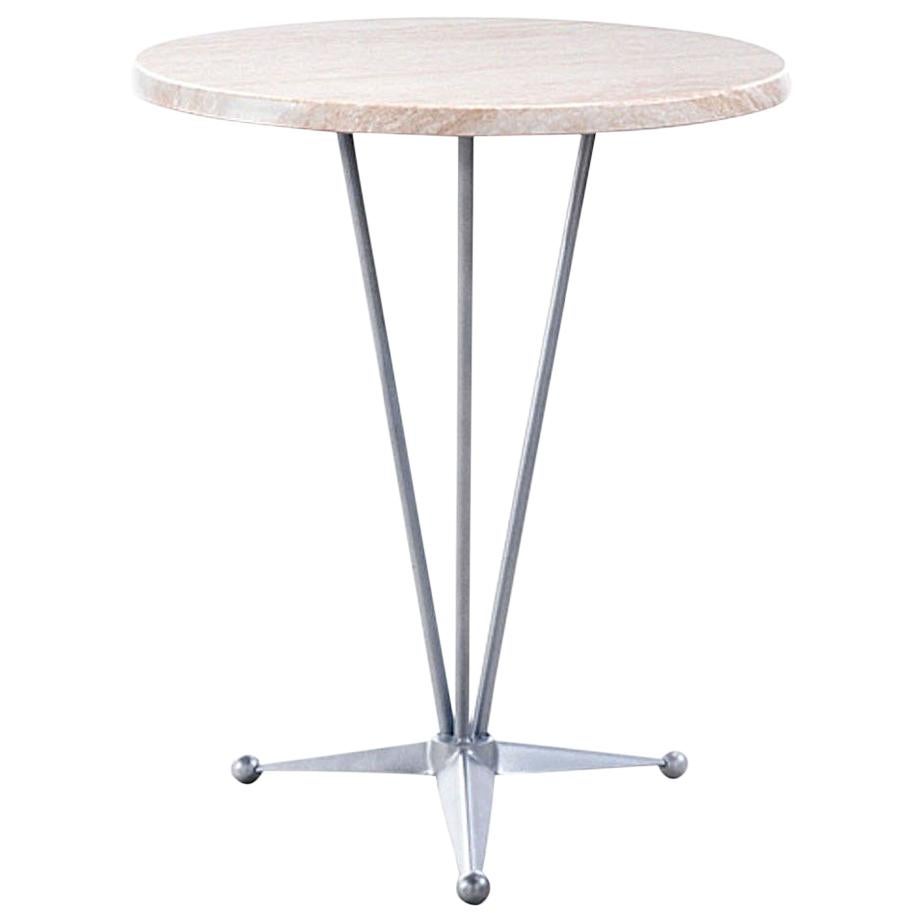 Round Table with Steel Base, Garden Table or Bistro Table For Sale
