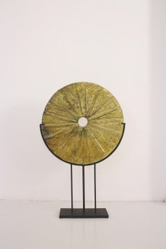 Round Tamegroute decor (khaki) with metal upholder