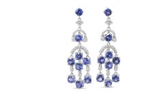 Round Tanzanite and Round White CZ Rhodium Plated 925 Sterling Silver 5.40 Cts