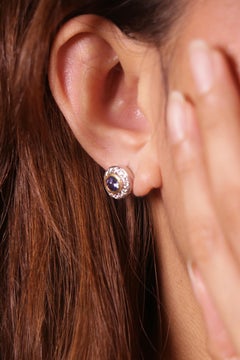 Round Tanzanite Cts 1.2 Diamond Earrings