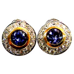 Round Tanzanite Cts 1.2 Diamond Earrings