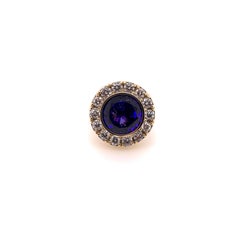 Round Tanzanite Diamond Signature Ring in 14k Yellow Gold