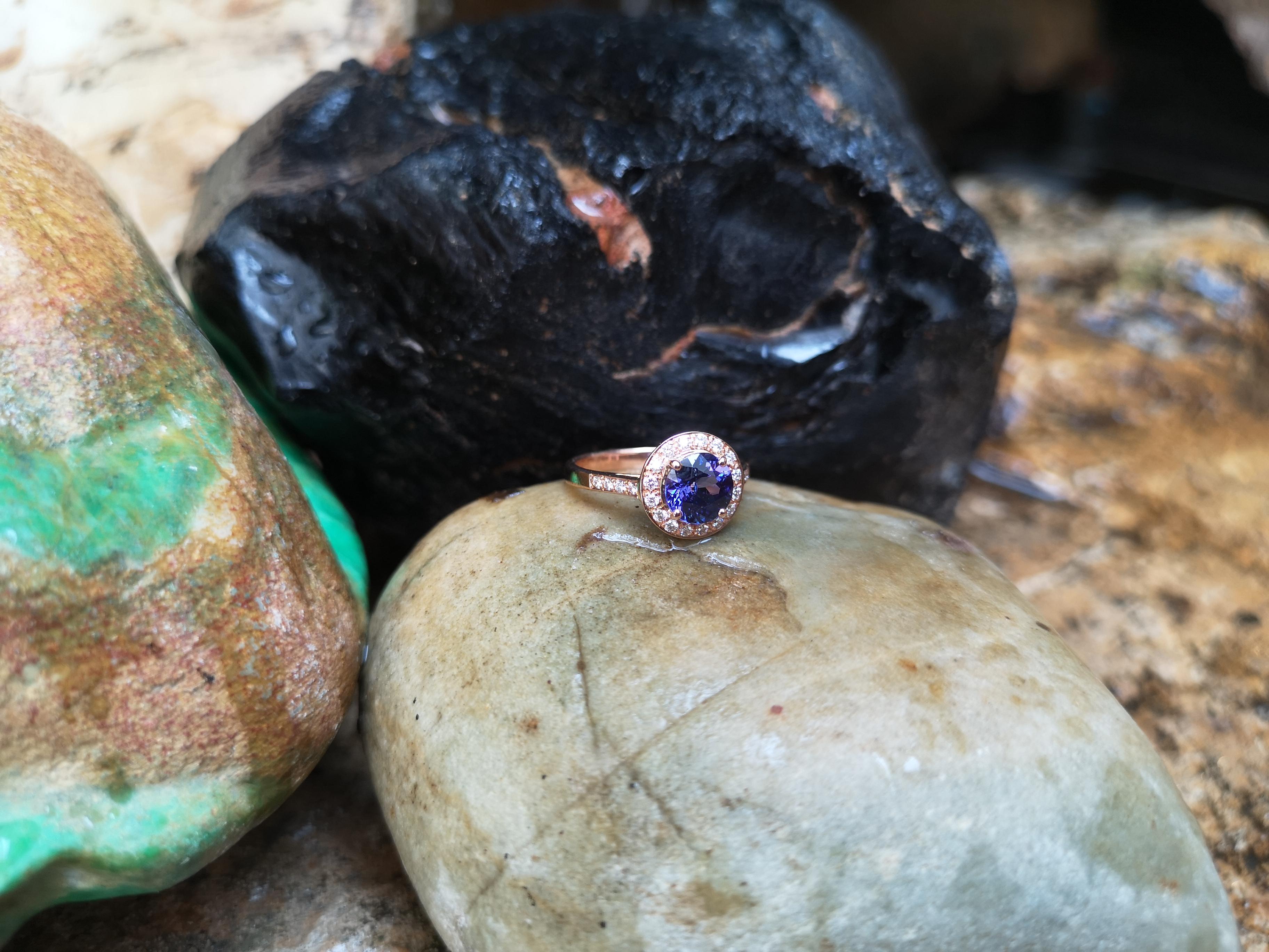 Women's Round Tanzanite with Diamond Ring Set in 18 Karat Rose Gold Settings