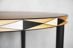 Round Teak Adjustable Dining Table with Hand Painted Pattern, 1960s
