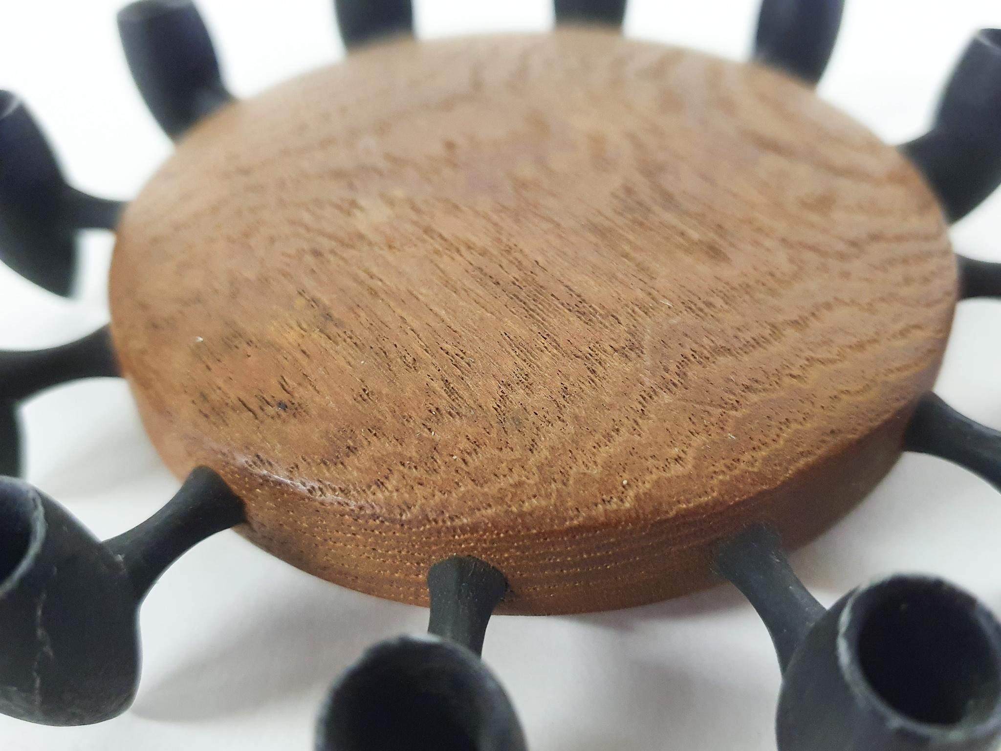 Round Teak and Metal Candleholder by Digsmed, Danish Design, 1964 In Good Condition For Sale In Amsterdam, NL