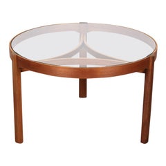 Vintage Round Teak Coffee Table with Glass Top by Nathan Furniture, England, 1960s