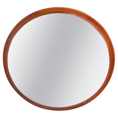 Round Teak Danish Wall Mirror, circa 1950