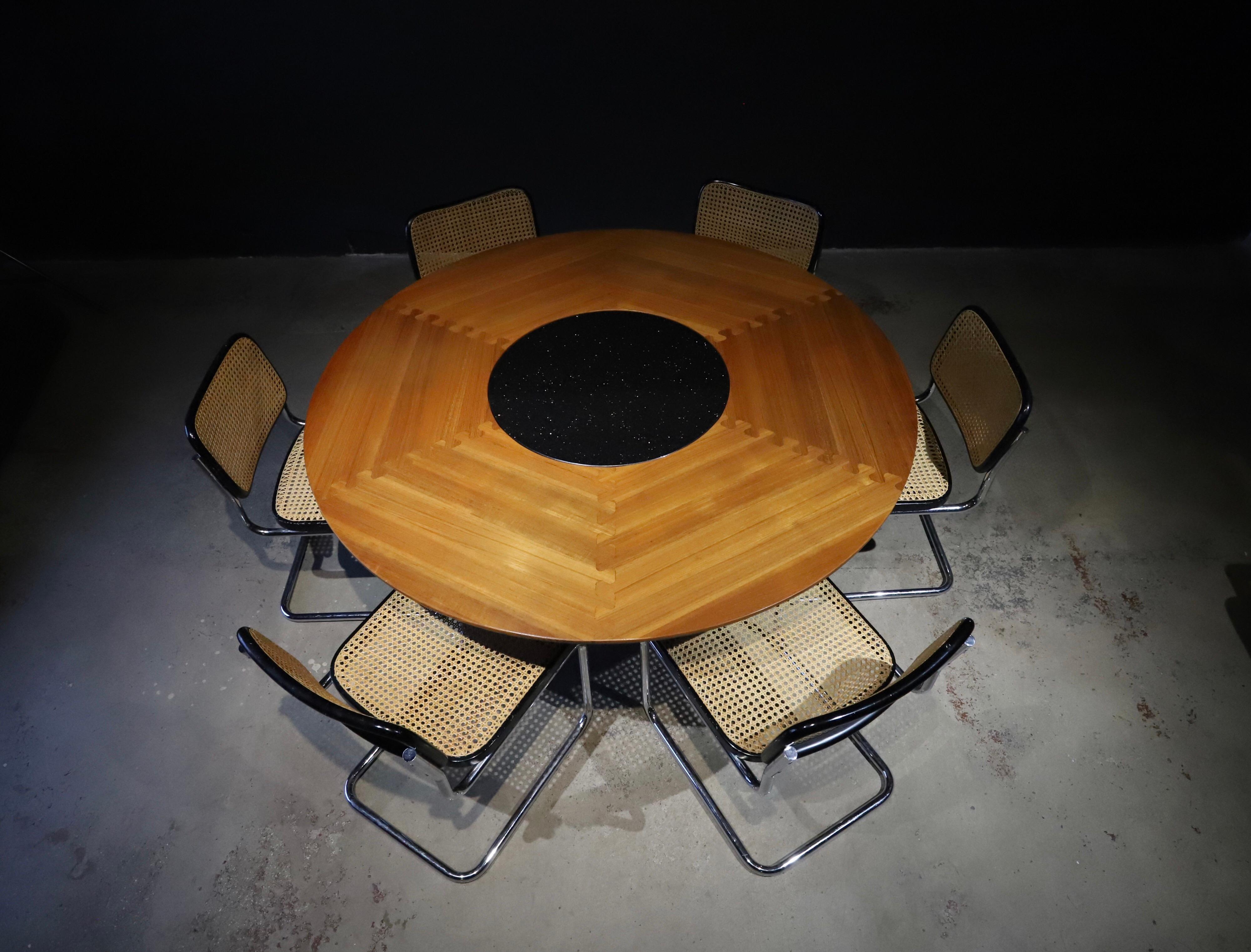 Granite Round Teak Dining or Conference Table