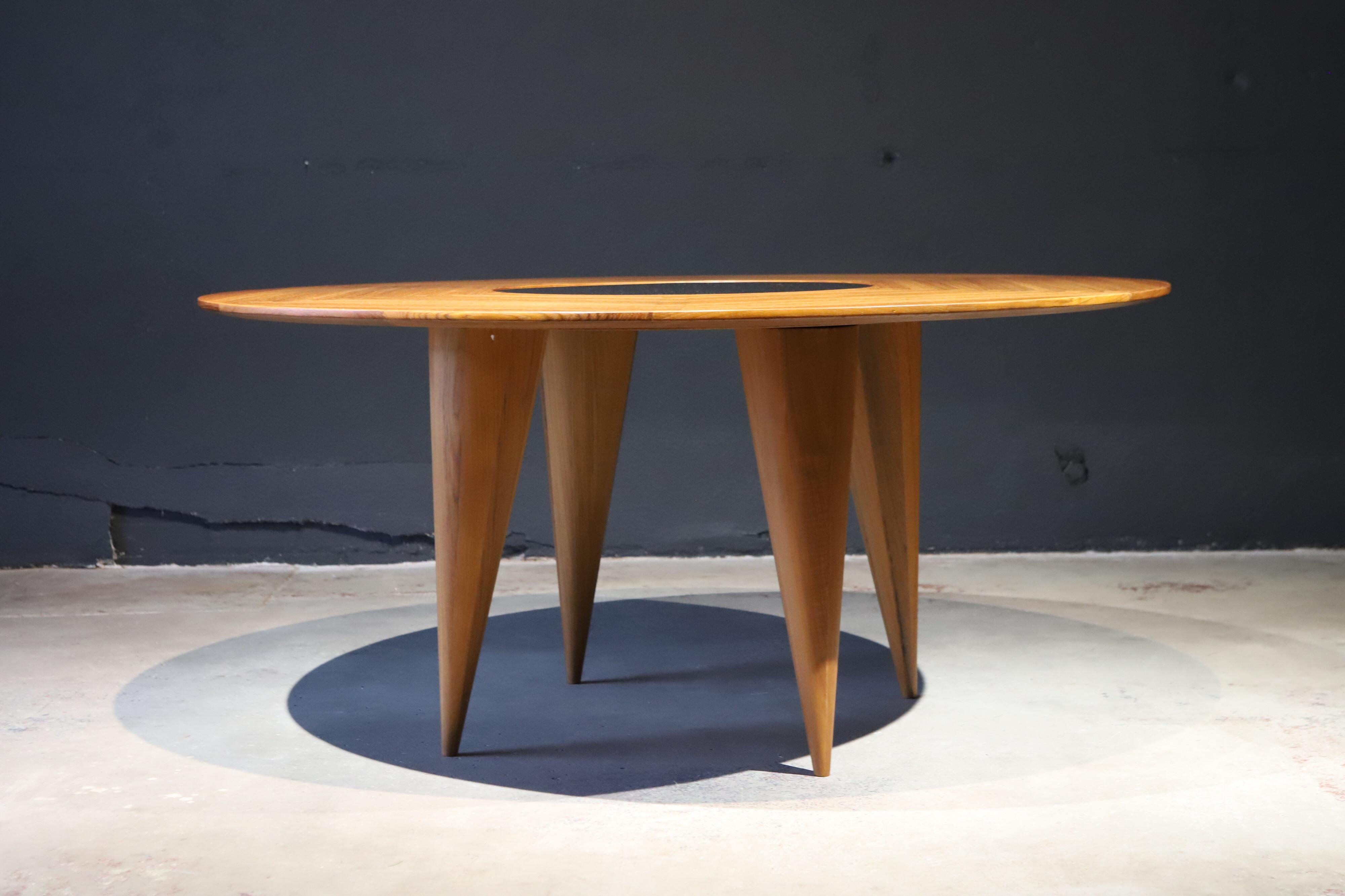 Modern Round Teak Dining or Conference Table