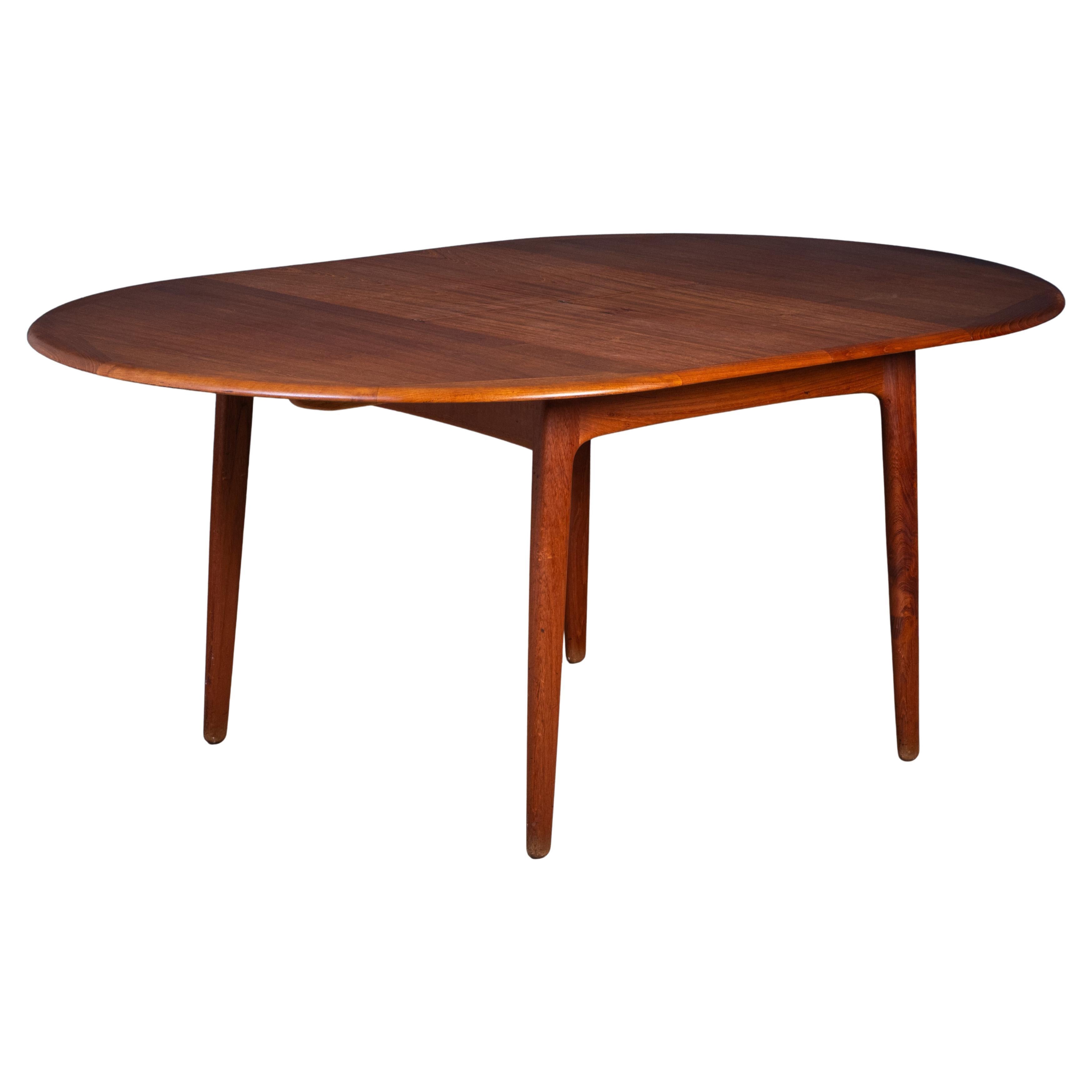 Round Teak Dining Table with Butterfly Extension by Svend Aage Madsen, 1960s For Sale