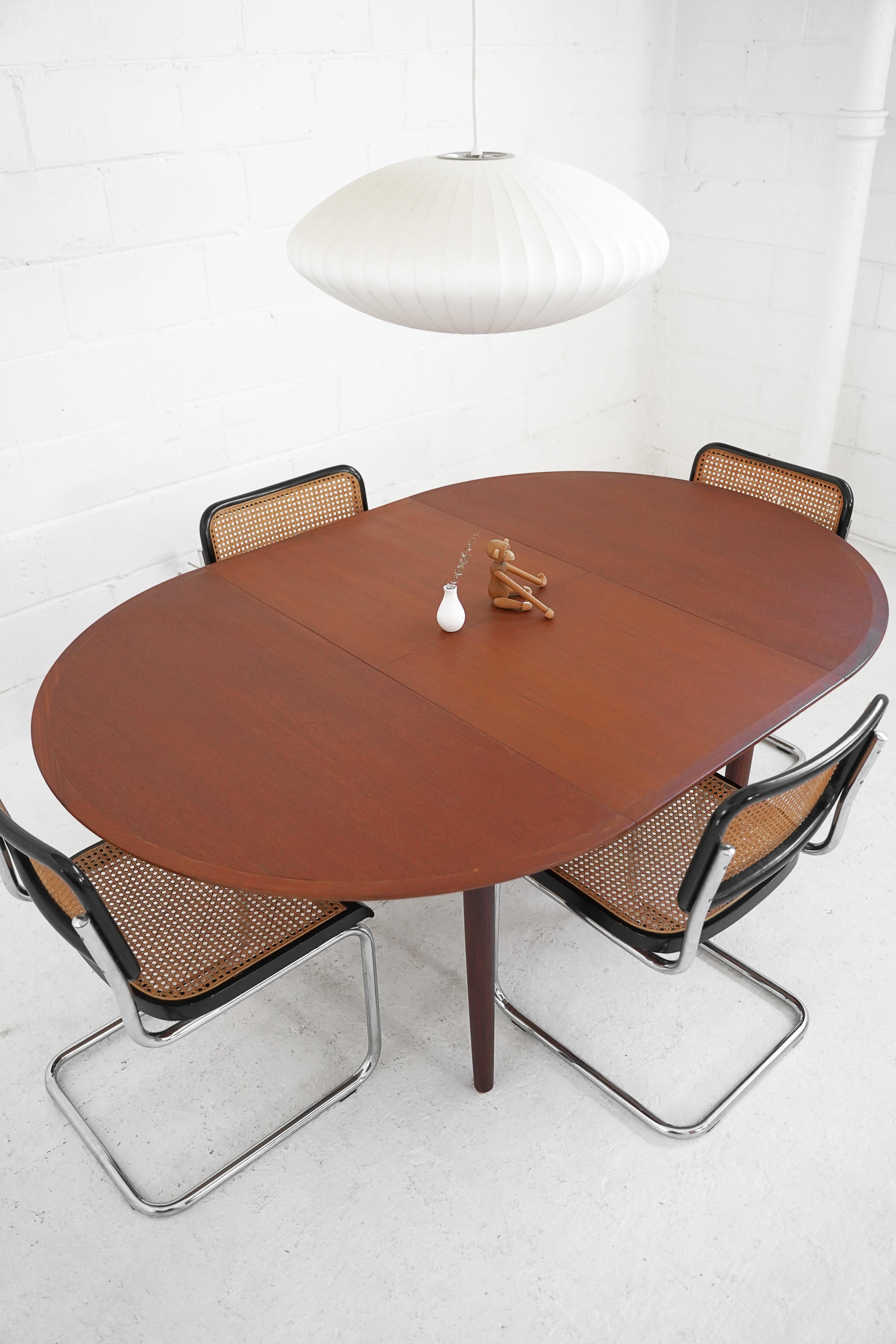 Mid-Century Modern Round Teak Dining Table with Butterfly Leaf for N & R Mobler