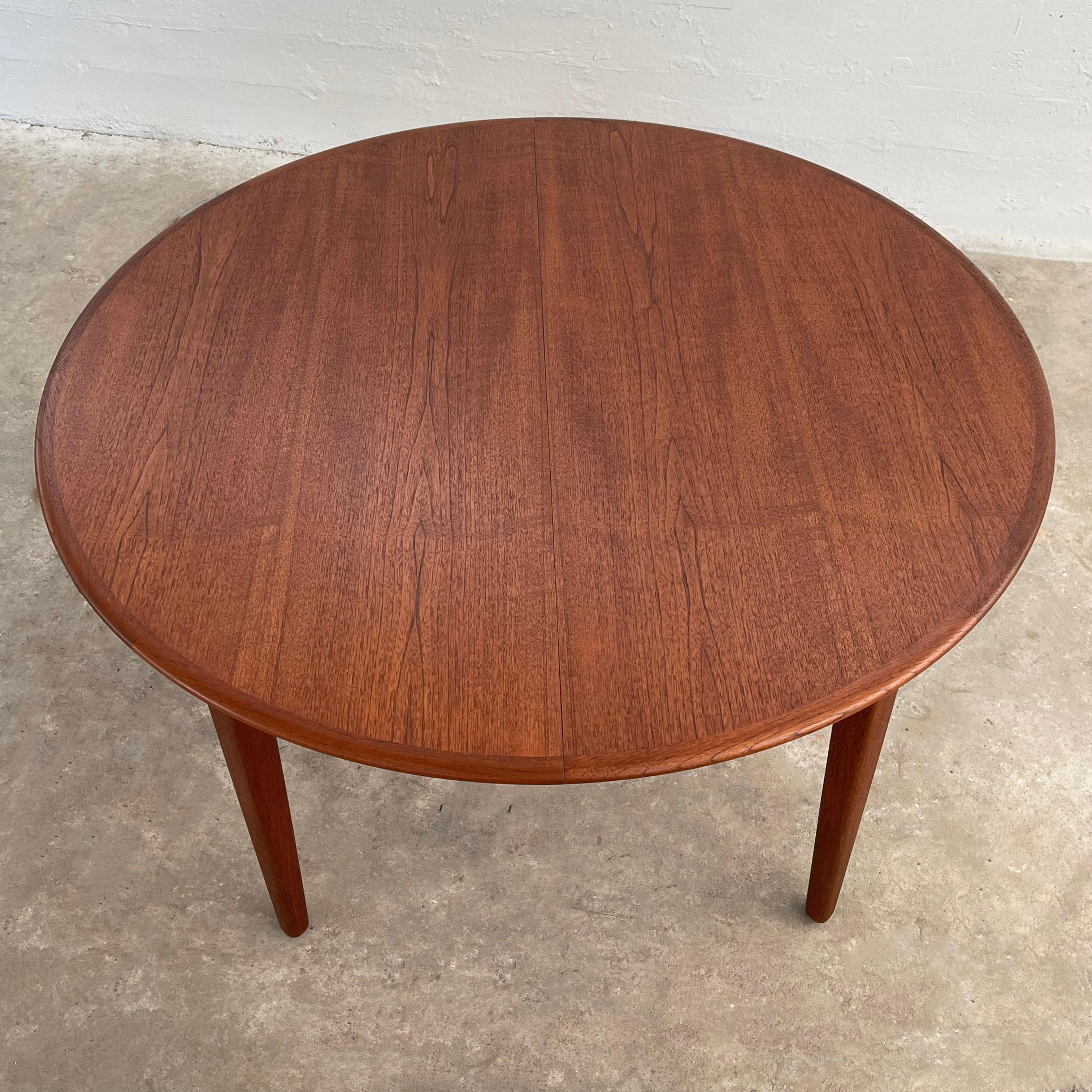 Round Teak Extension Dining Table By Henning Kjaernulf For Soro Stole, Denmark For Sale 1