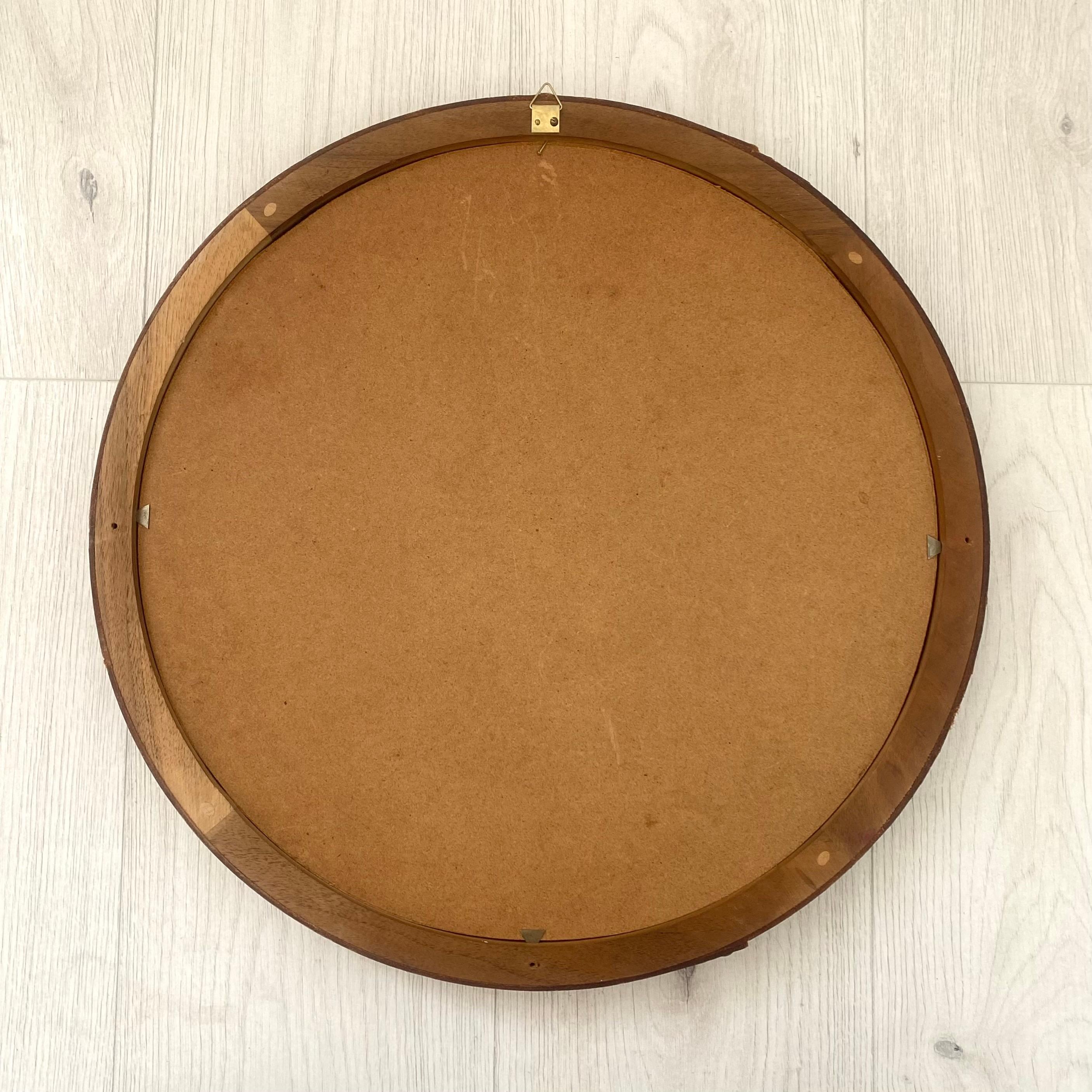 Espejo redondo de teca, años 60 Italia en venta 4