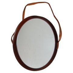 Specchio rotondo in teak di Östen Kristiansson per Luxus, anni '50