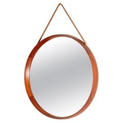 Round Teak Mirror by Uno and Osten Kristiansson for Luxus Vittsjö, Sweden, 1960s