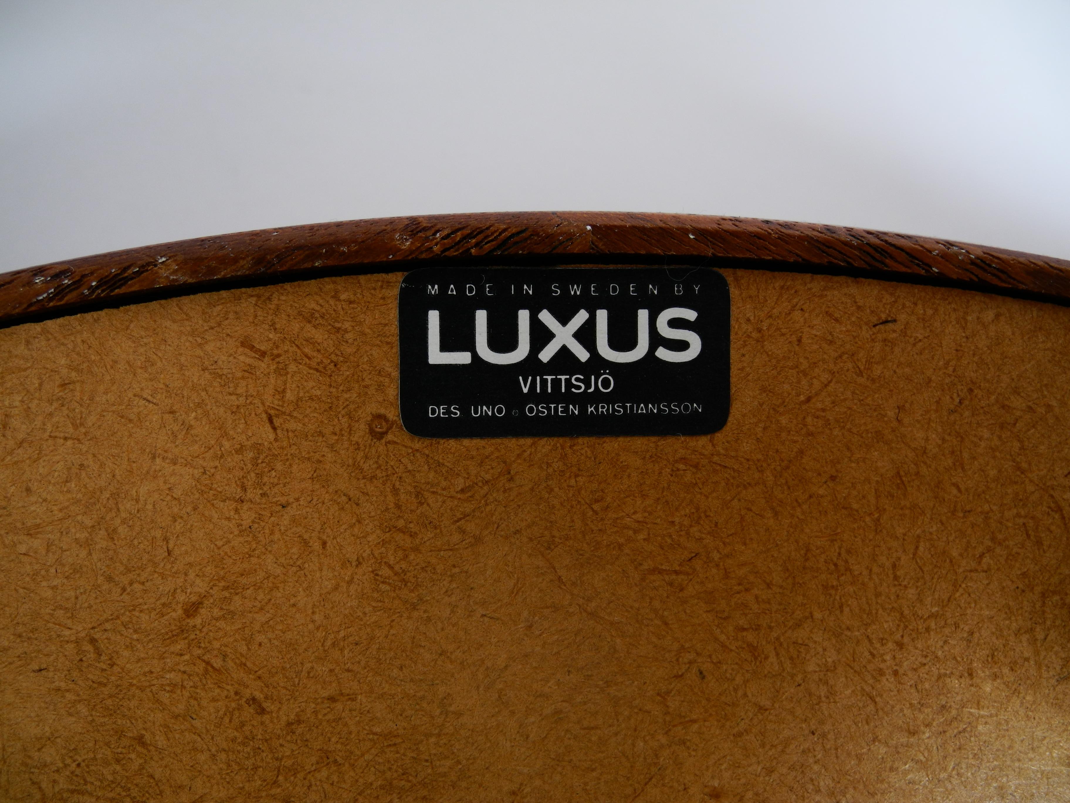 Miroir rond en teck avec sangles en cuir par Uno et Östen Kristiansson pour Luxus en vente 9