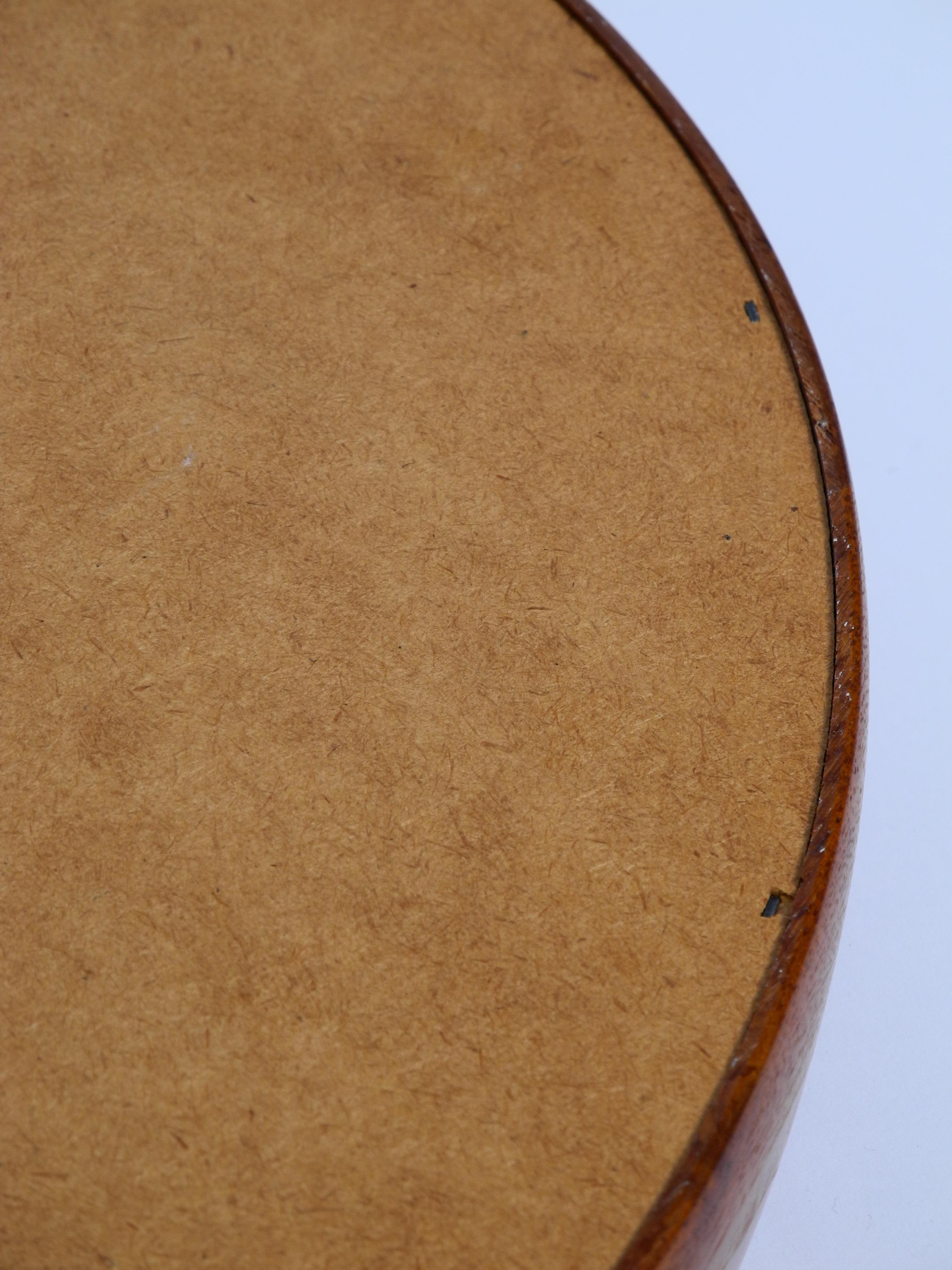 Round Teak Mirror with Leather Straps by Uno and Östen Kristiansson for Luxus For Sale 11