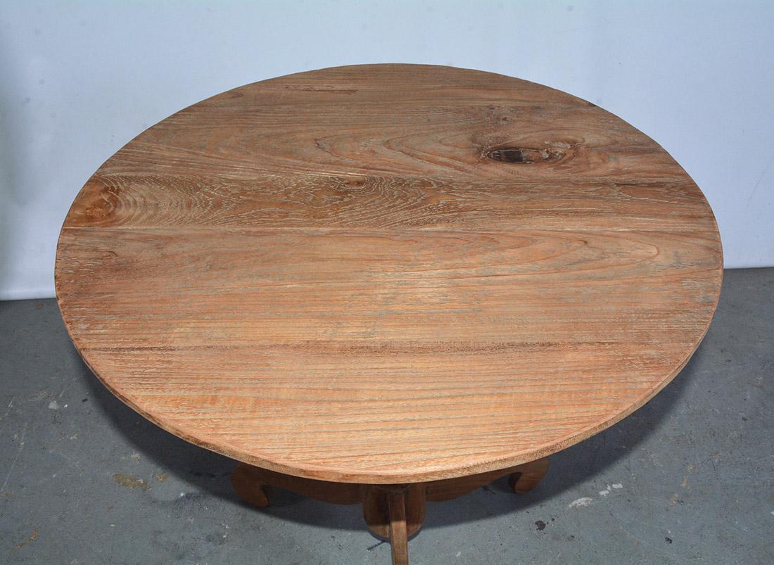 Country Round Teak Pedestal Side Table