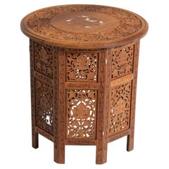 Round Teak Tabouret Moroccan Side or Drink Table