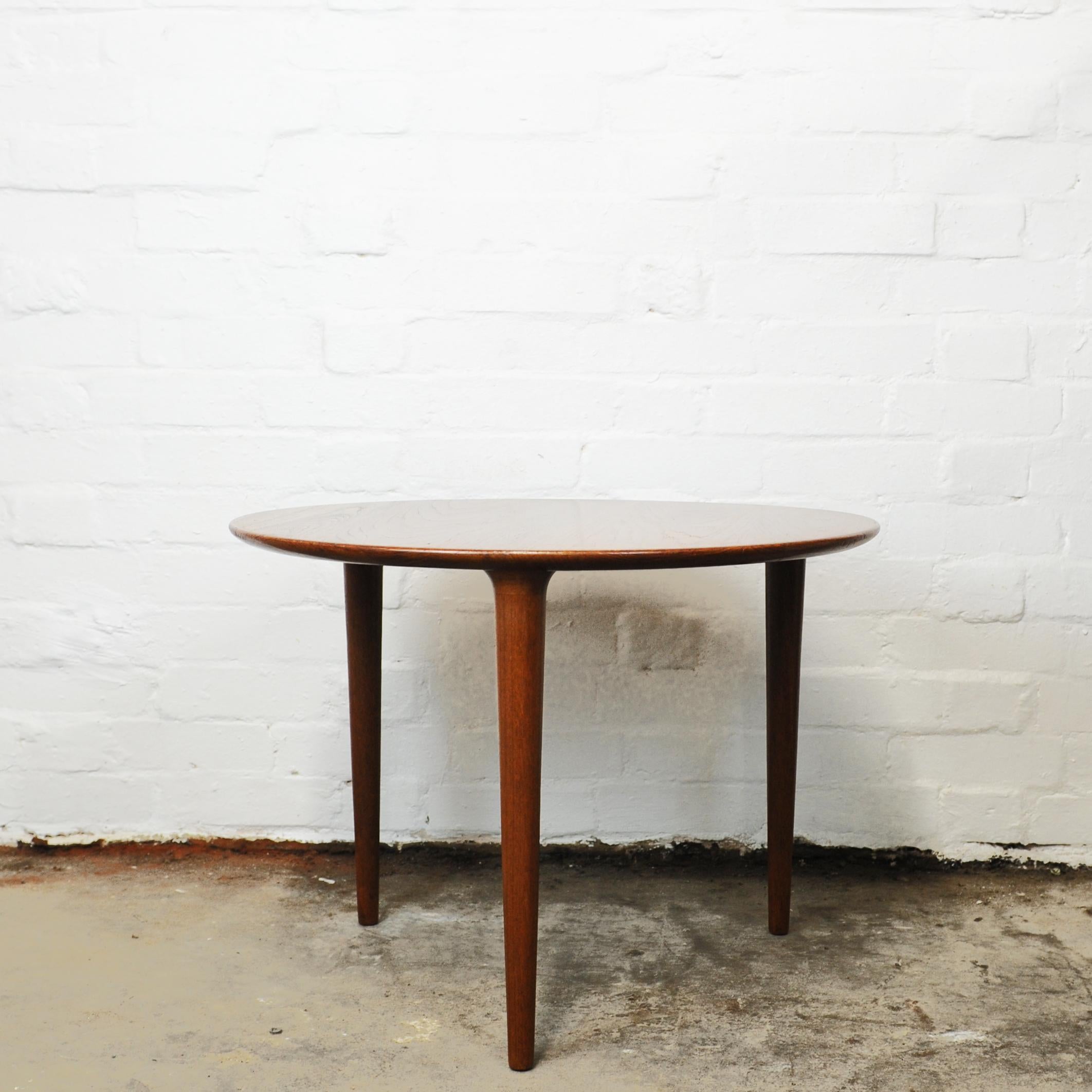 Round Teak Three Legged Coffee Table by Norsk Design Ltd, 1960s For Sale 1