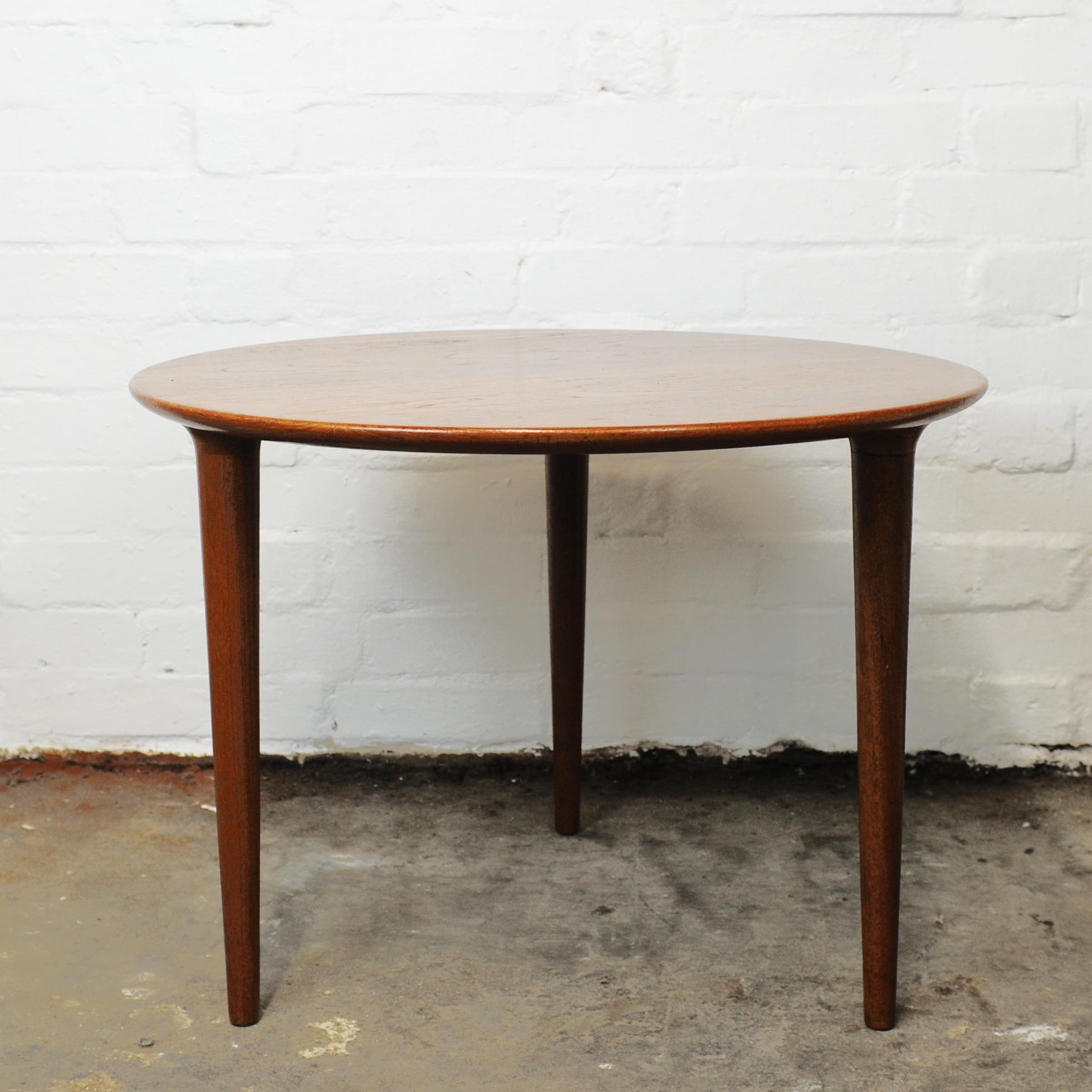 Round Teak Three Legged Coffee Table by Norsk Design Ltd, 1960s For Sale 2