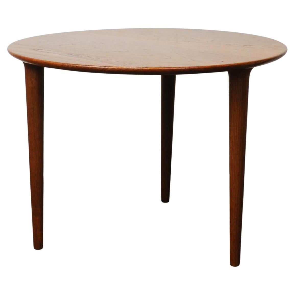 Round Teak Three Legged Coffee Table by Norsk Design Ltd, 1960s For Sale