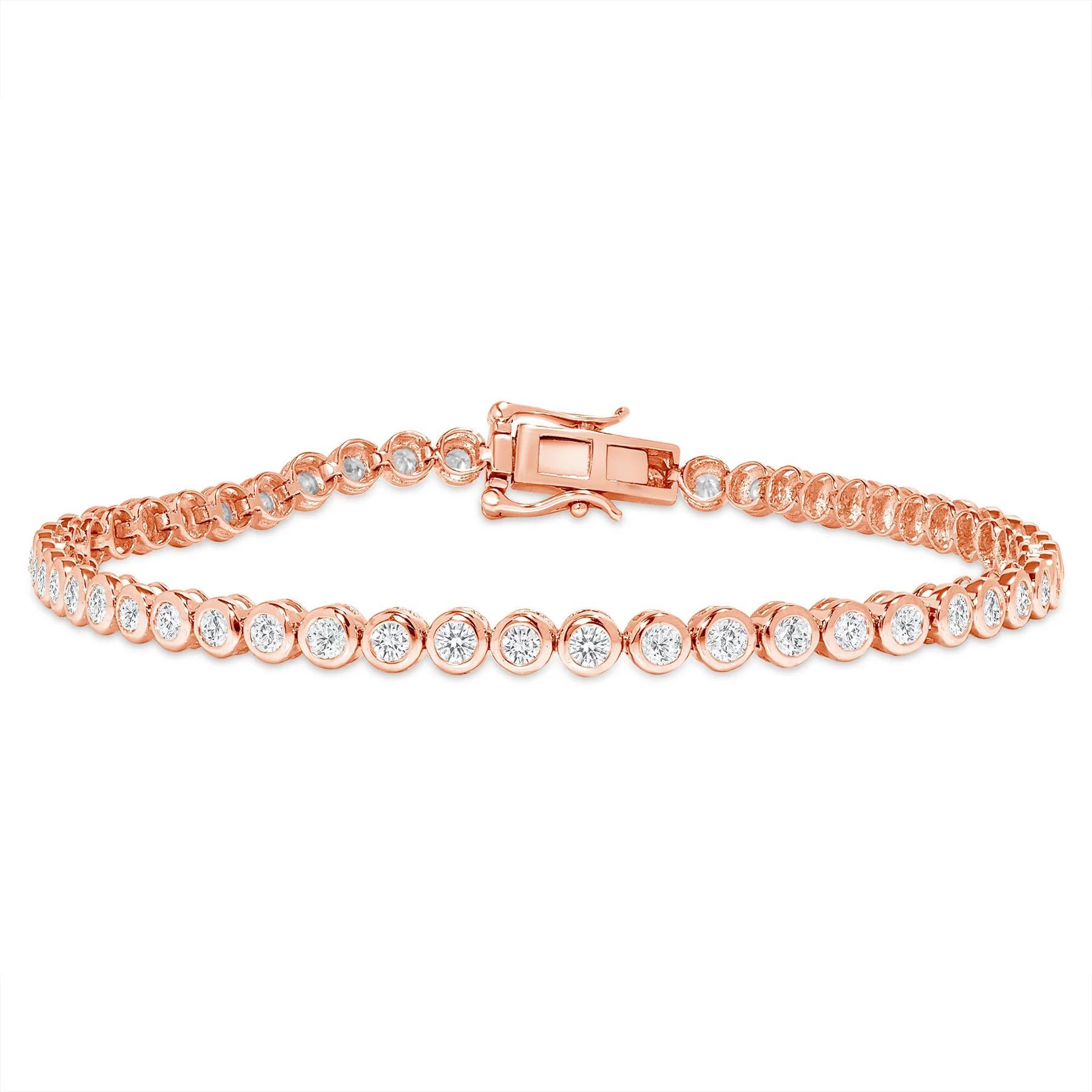 Bracciale tennis in oro 14K con diamanti rotondi incastonati a raggiera In condizioni Nuovo in vendita a Los Angeles, CA