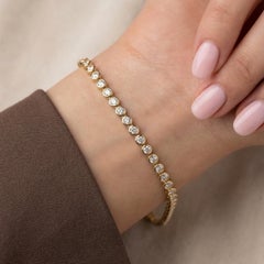 Round Tennis Moissanite Bracelet 925 Sterling Silver Beautiful Anniversary Gift.