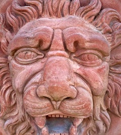 Round Terracotta Lion Mask from Impruneta, 20th Century