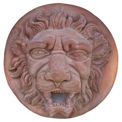 Round Terracotta Lion Mask from Impruneta, 20th Century