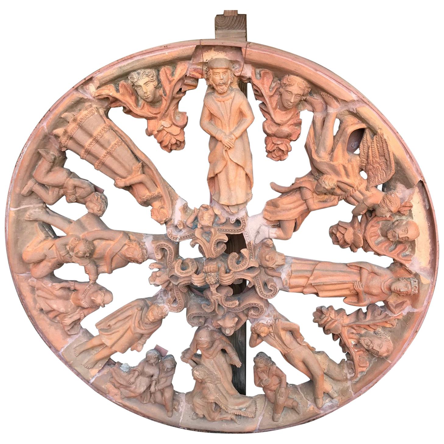 Round Terracotta Window School Antoni Gaudi Wall Mount Sculpture Antiques focal