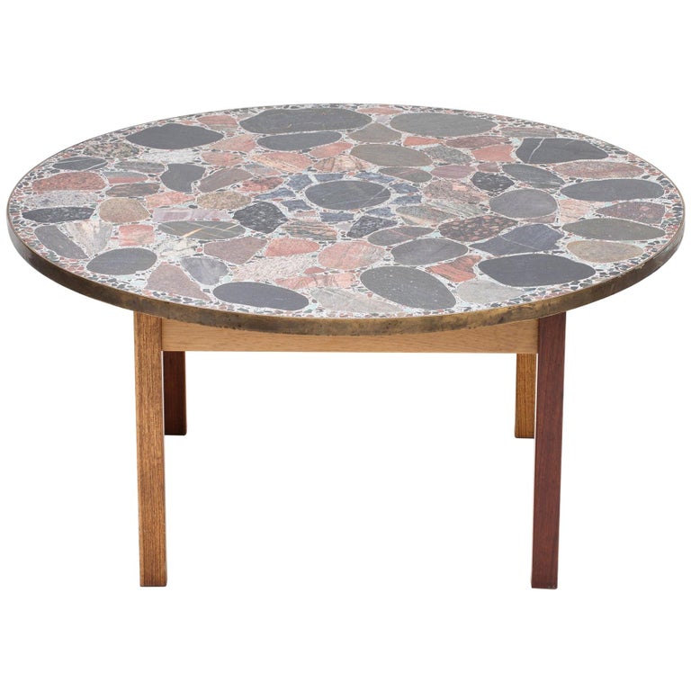 Round Terrazzo Coffee Table by Erling Viksjø at 1stDibs