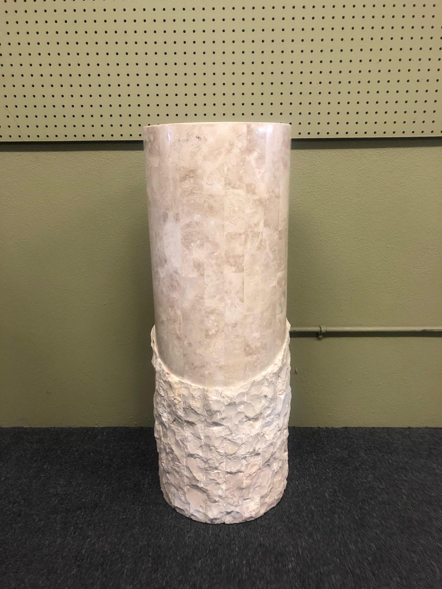 20th Century Round Tessellated Stone Pedestal by Marquis of Beverly Hills