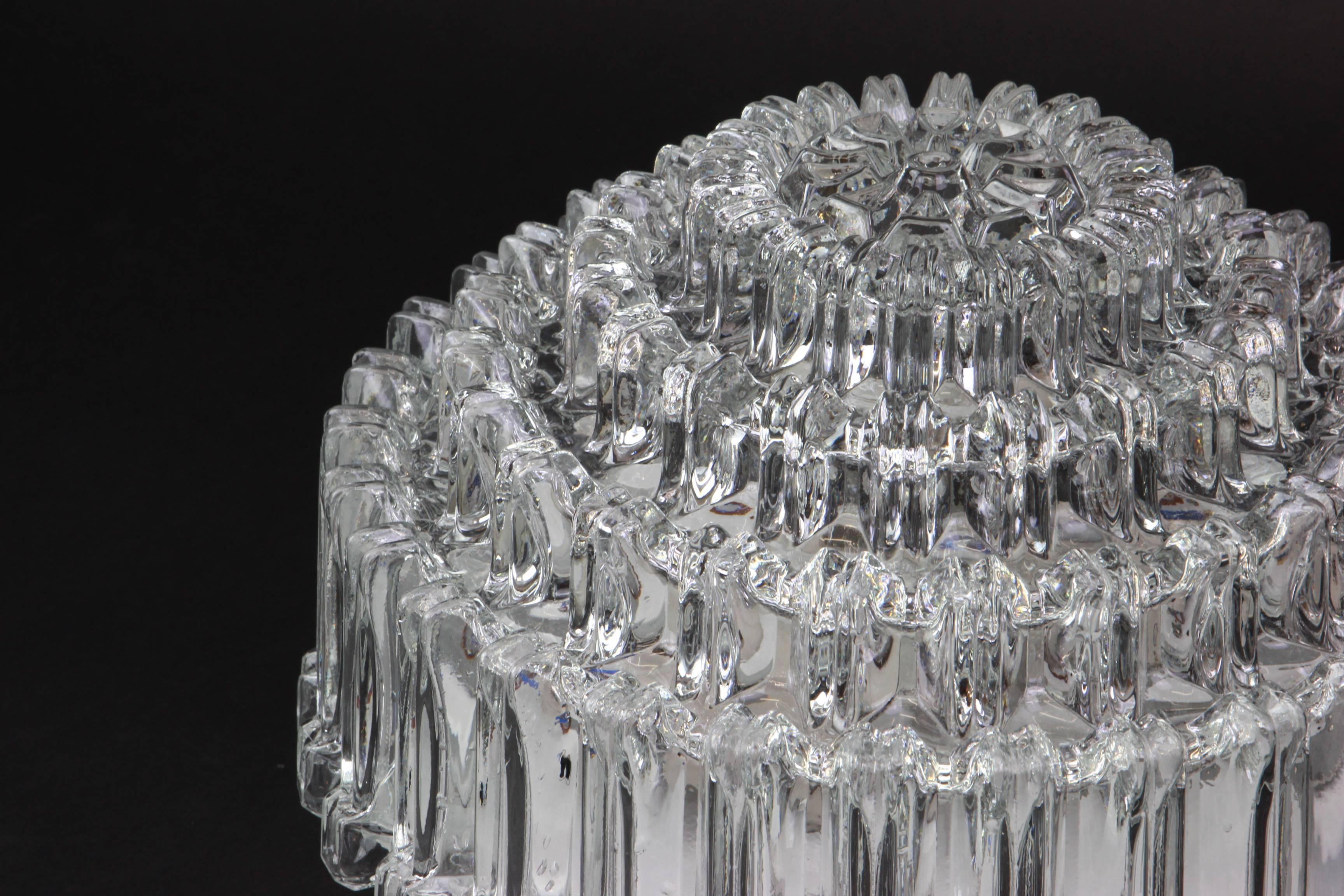 Late 20th Century Round Textured Glass Flushmount by Limburg, Germany, 1970s For Sale