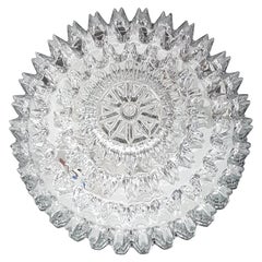 Vintage Round Textured Glass Flushmount by Limburg, Germany, 1970s