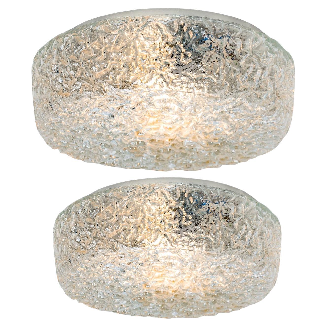 Round Textured Glass Wall Lights Flush Mounts, Germany