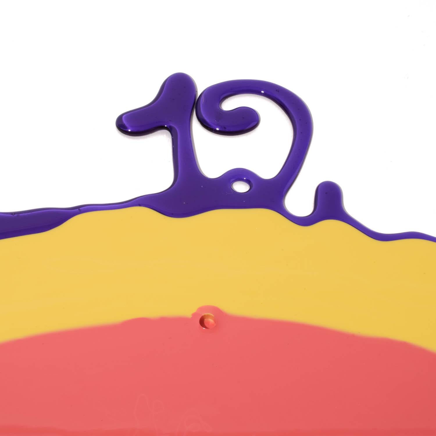 Italian Contemporary Gaetano Pesce Round The Clock L Purple Dark Salmon Yellow For Sale